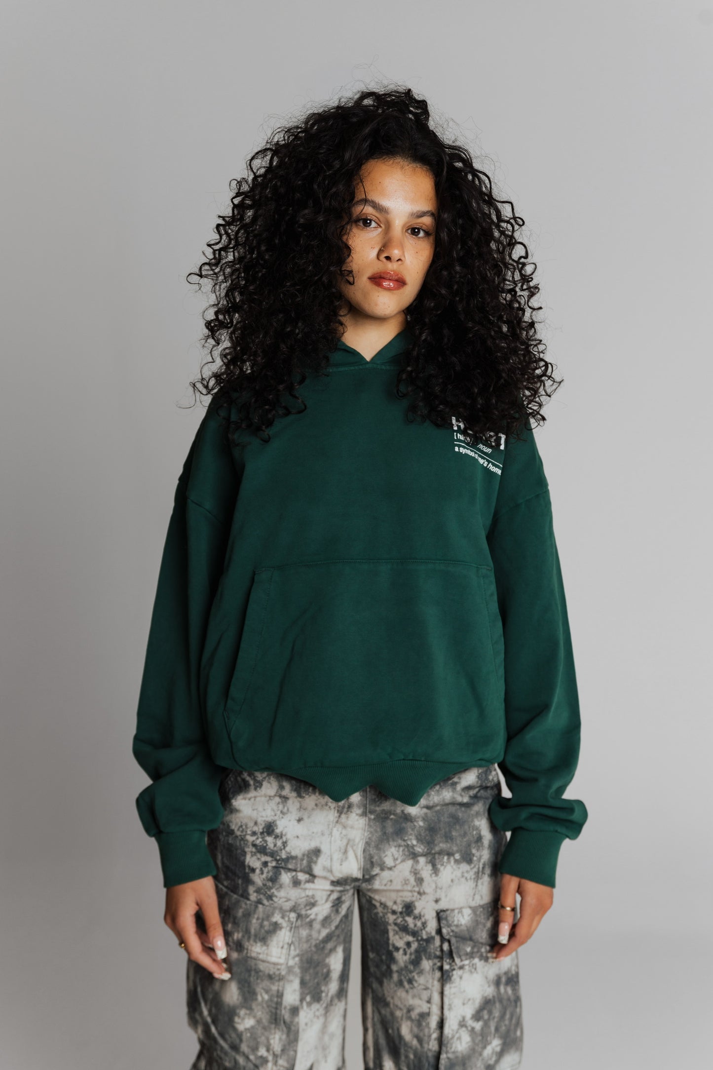 Hearth Logo Hoodie in Forest Green Front